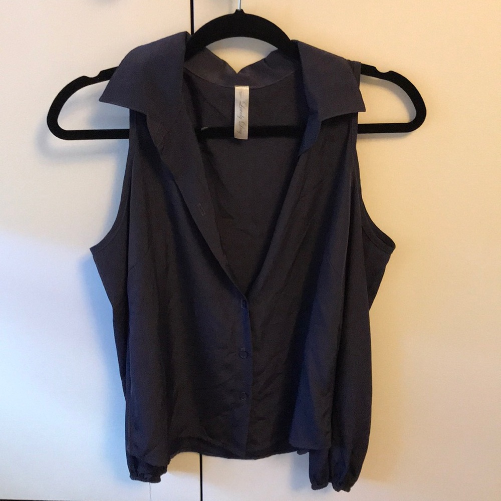 Gorgeous Navy Button Down With A Cold Shoulder - image 1